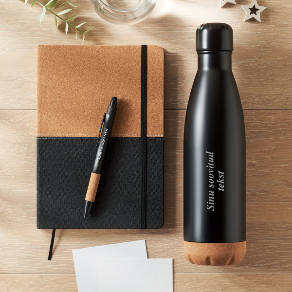 Jätkusuutlik kinkekomplekt "ECO Black" Sinu valitud tekstiga