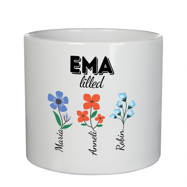 Keraamiline lillepott "Ema lilled" laste nimedega Keraamiline lillepott "Ema lilled" laste nimedega