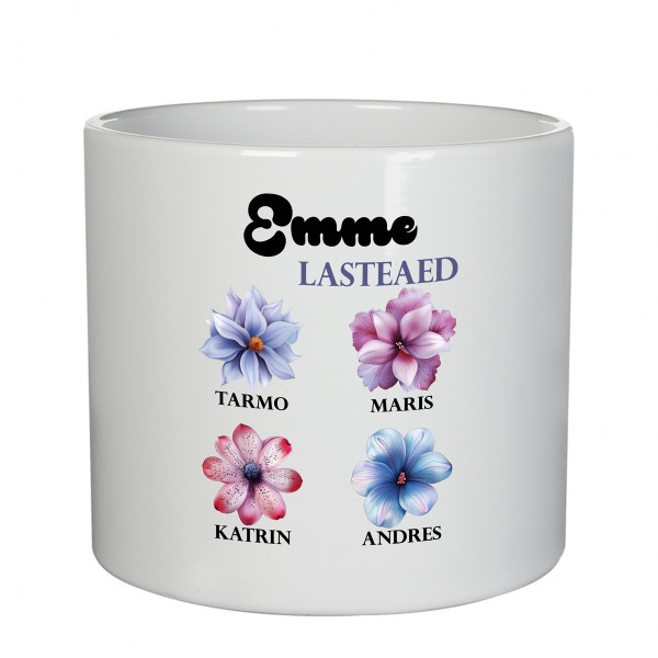 Keraamiline lillepott "Emme lasteaed" laste nimedega Keraamiline lillepott "Emme lasteaed" laste nimedega
