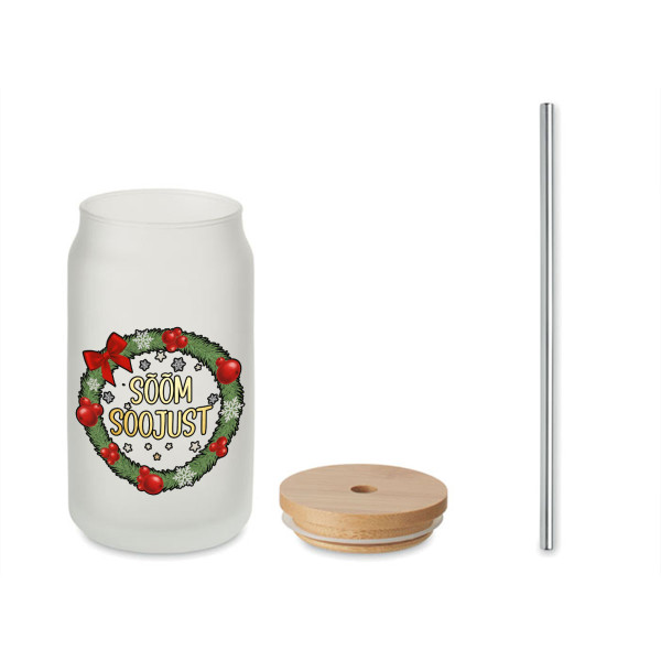 Klaasist joogiklaas metallist kõrrega "Sõõm soojust", 400ml