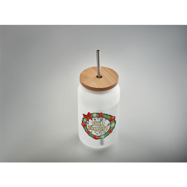 Klaasist joogiklaas metallist kõrrega "Sõõm soojust", 400ml