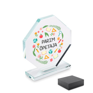 Klaasist trofee kinkekarbis "Parim õpetaja"