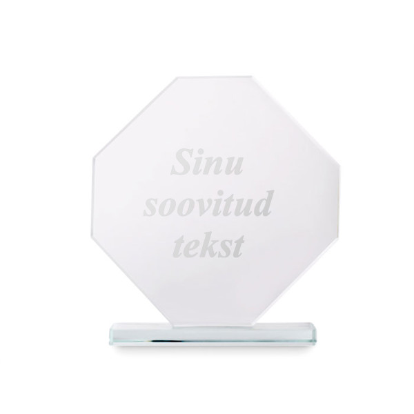 Klaasist trofee kinkekarbis "RUMBO" Sinu valitud tekstiga