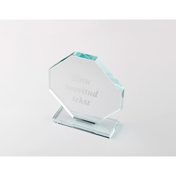 Klaasist trofee kinkekarbis "RUMBO" Sinu valitud tekstiga