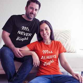 T-särkide komplekt „Mr NEVER Right & Mrs ALWAYS Right“