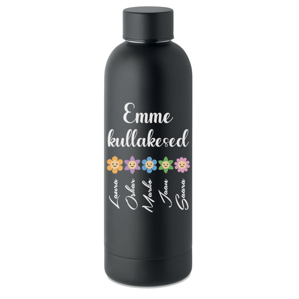 Metallist termospudel "Emme kullakesed" Sinu valitud nimedega (500ml)