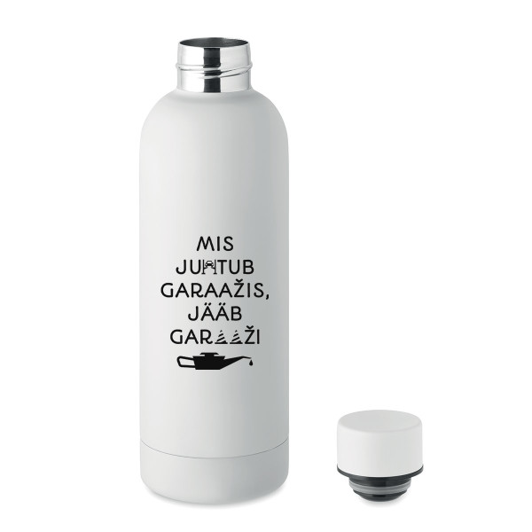 Metallist termospudel "See jääb garaaži" (500ml)