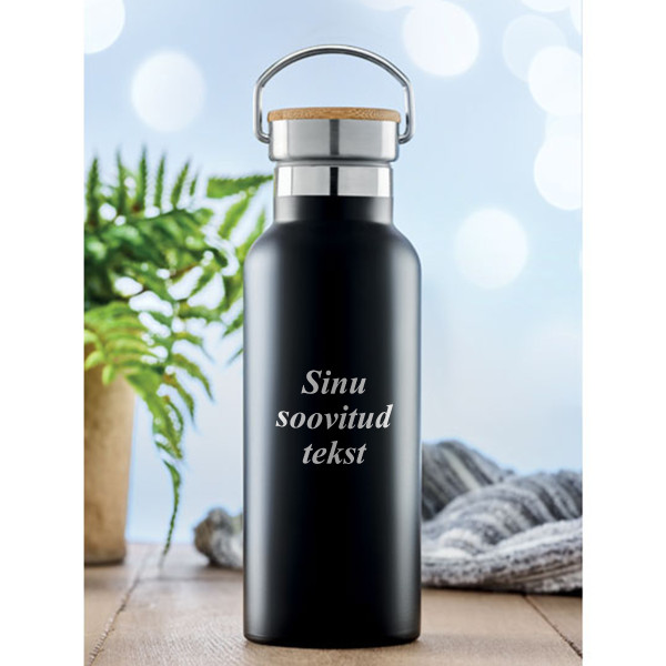 Metallist veepudel "HELSINKI" teie graveeritud tekstiga (500ml)