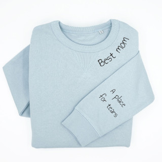 UNISEX pastelne Sully pusa „Best mom“  trükkiga varrukal