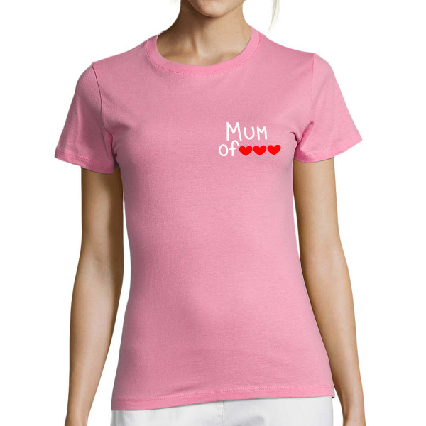 Naiste T-särk "Ema" teie valitud südamete arvuga