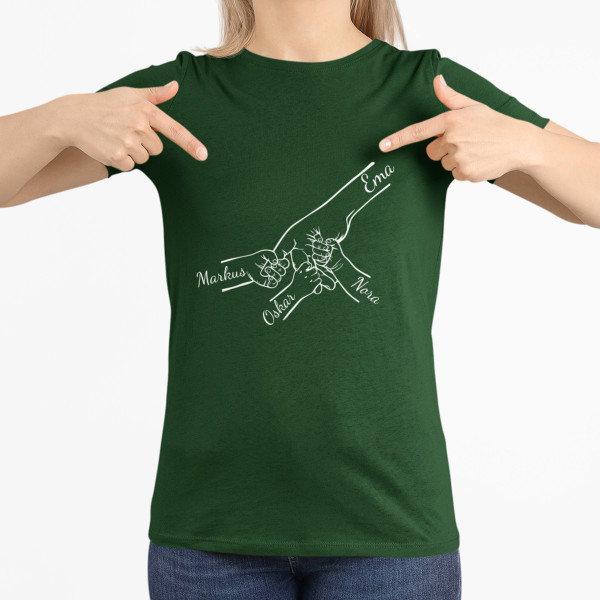 Naiste T-särk "Ema ja lapsed" valitud laste nimedega