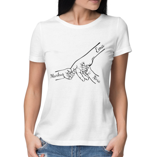 Naiste T-särk "Ema ja lapsed" valitud laste nimedega