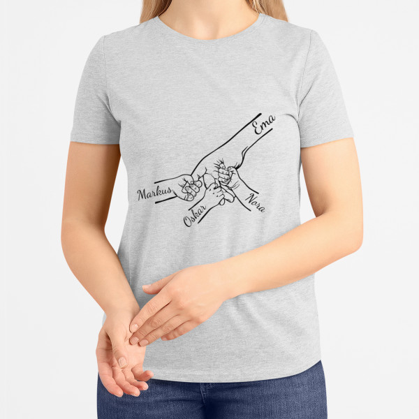 Naiste T-särk "Ema ja lapsed" valitud laste nimedega