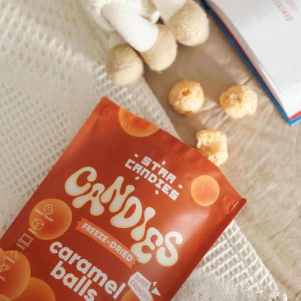 STAR CANDIES külmkuivatatud kommid "Caramel balls", 40g.