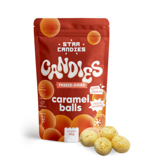 STAR CANDIES külmkuivatatud kommid "Caramel balls", 40g.