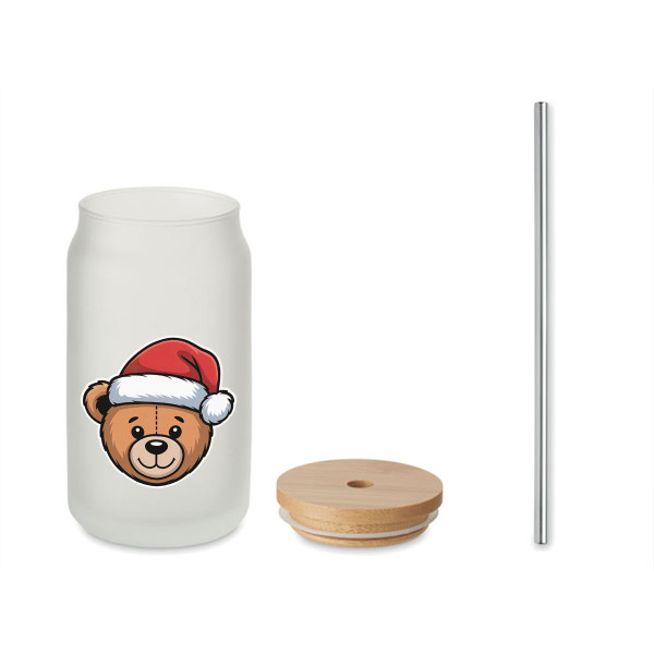 Klaasist joogipudel metallist kõrrega "Teddy bear", 400ml