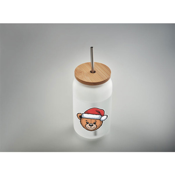 Klaasist joogipudel metallist kõrrega "Teddy bear", 400ml