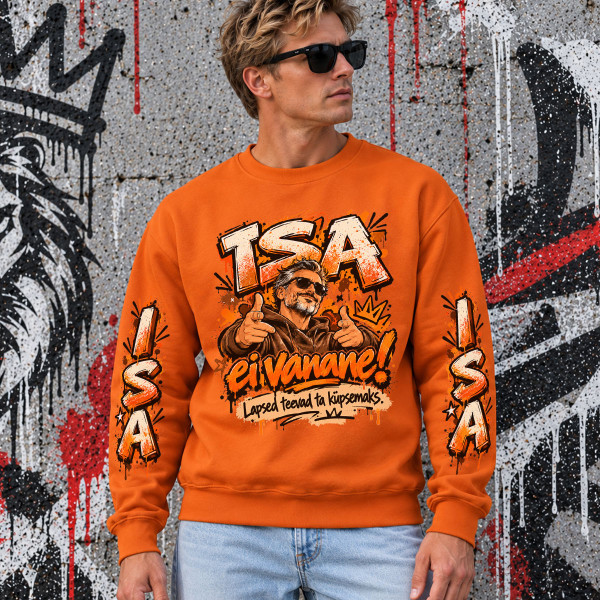 Sviiter „Isa ei vanane!“ (kapuutsita)
