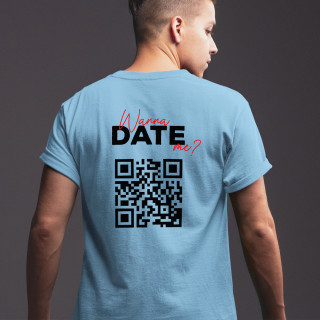 T-särk "Wanna date me?" personaalse QR-koodiga