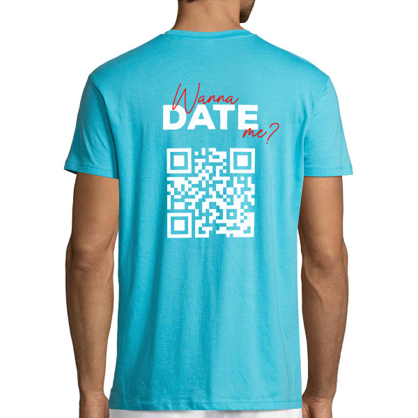T-särk "Wanna date me?" personaalse QR-koodiga