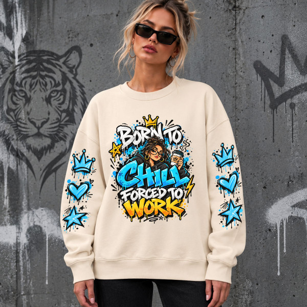 Unisex pastelne pusa "Born to chill, forced to work"