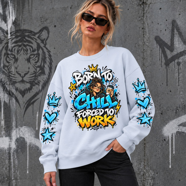 Unisex pastelne pusa "Born to chill, forced to work"